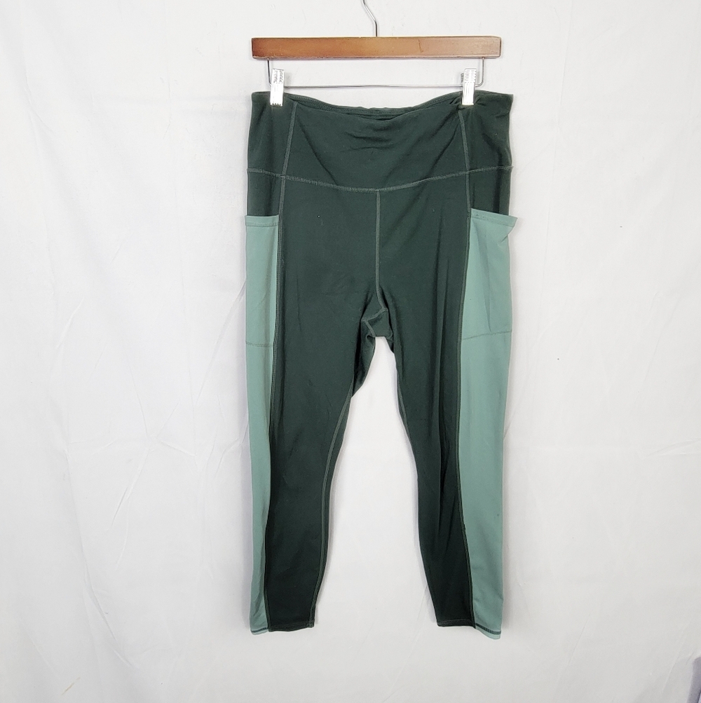 Women's XL Gaiam Green and Teal High-Waisted Leggings